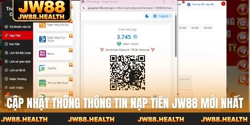 Cập nhật thông thông tin nạp tiền Jw88 mới nhất