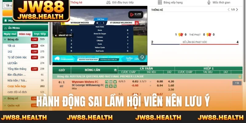 Hành động sai lầm hội viên nên lưu ý